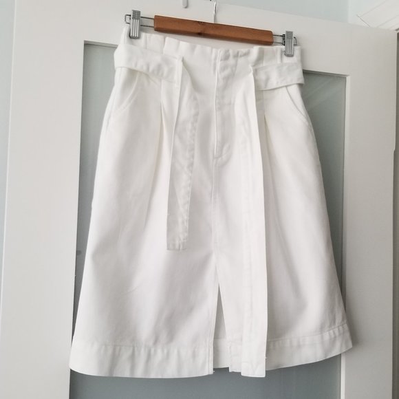 ANN TAYLOR BELTED PAPERBAG WAIST DENIM SKIRT 4P - Picture 6 of 13